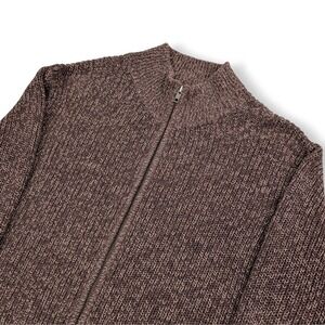 LL Bean Full Zip‎ Cardigan Sweater Mens Large Brown Chunky Knit Gorp GrandpaCore